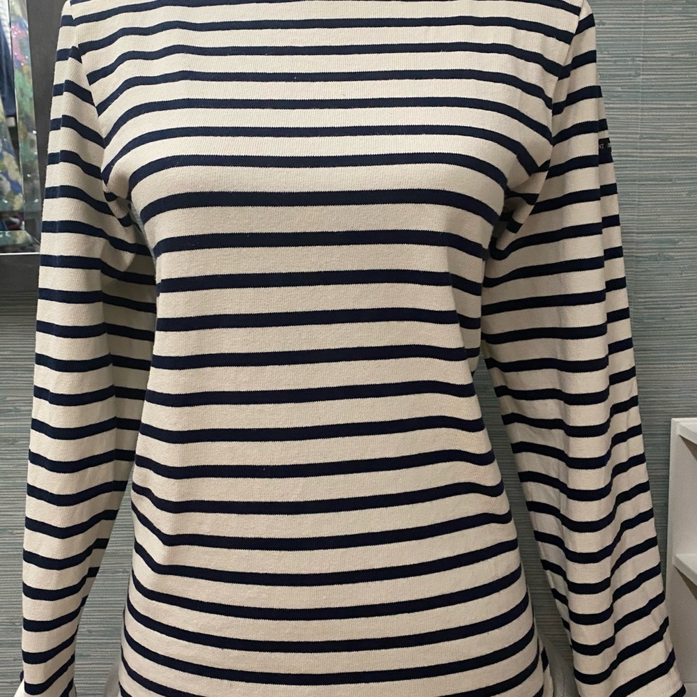 Saint James Navy and White Long Sleeve Top